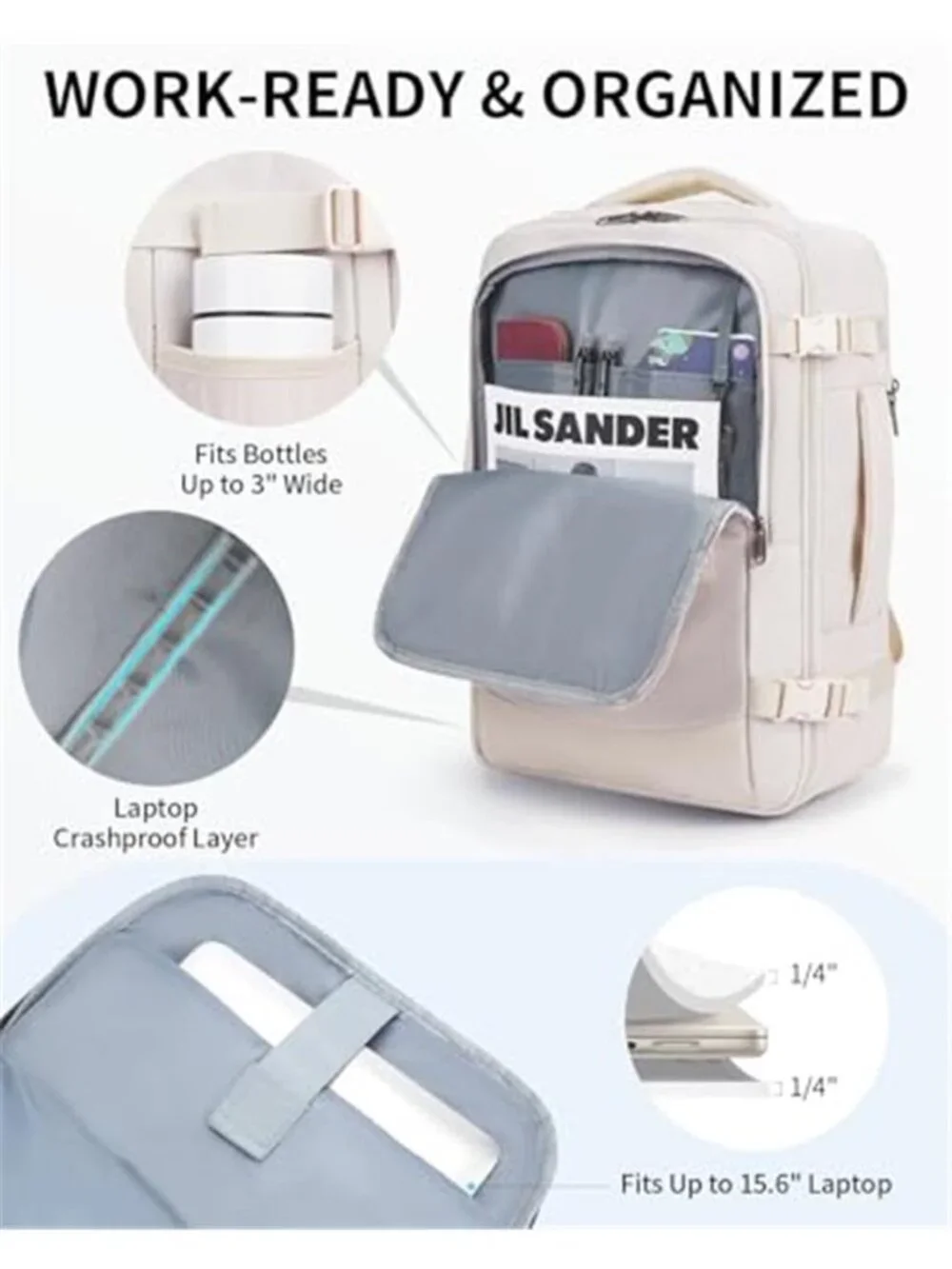 Travel Backpack Carry On Underseat 20L Laptop Bag Anti Theft Water Resistant